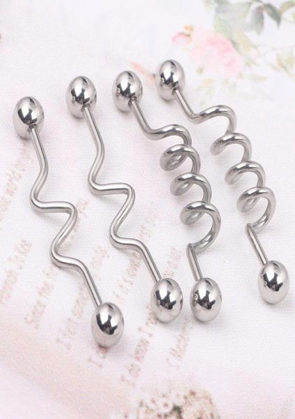 

tongue ring t02 80pcs mix 4 style tongue body piercing jewelry stainless steel industrial tongue barbell9511749, Silver