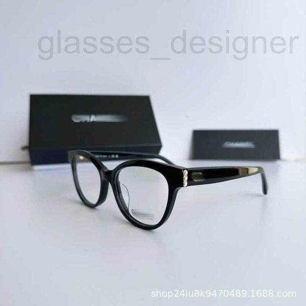 

fashion sunglasses frames designer eyeglass frame ch3440 pearl leg versatile casual cat eye fashion black frame temperament anti blue light