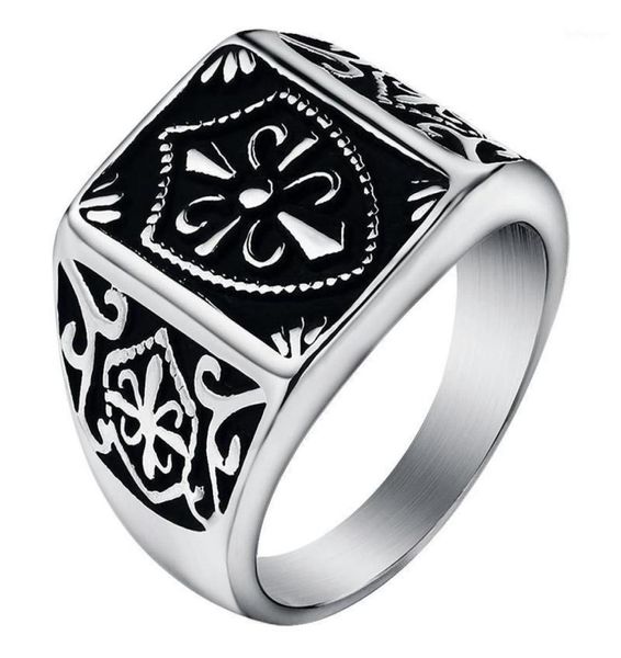 

fashion gold color fleur de lis shield ring men's silver-color crest signet ring stainless steel biker jewelry size 7-1411230470, Golden;silver