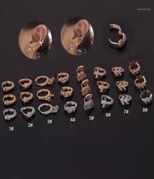 

hoop & huggie 1 pcs cute small mix shaped circle ear cuff hoops earring simple classic star flower shape round closed clip ears hoops1241373, Golden;silver