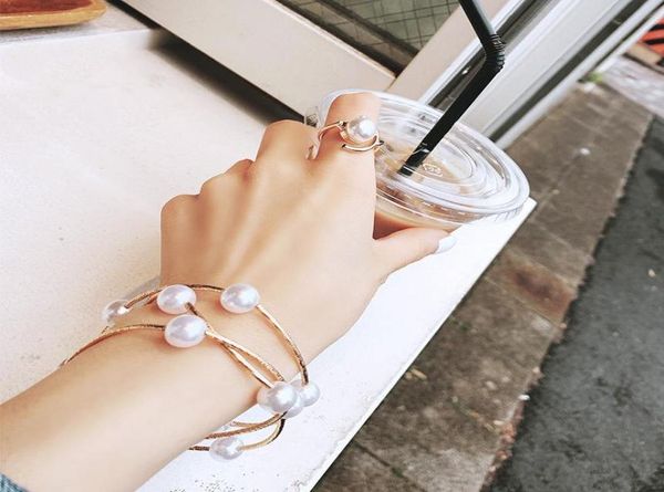 

multilayer imitation pearl bracelet necklace for women fashion jewelry accessories link, chain6127624, Black