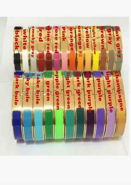 

titanium steel gold silver bracelet bangle for women designer bracelets jewelry letter buckle wristband 31 enamel colors7944483, Black