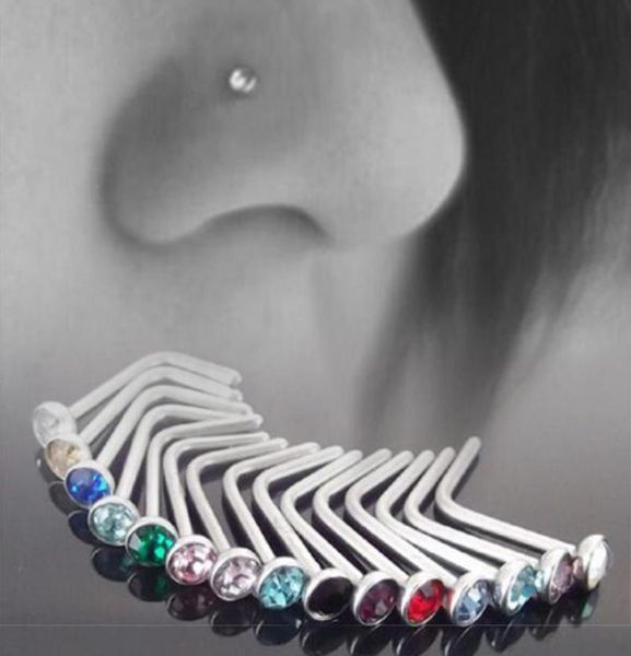 

100pcs punk style piercing nose lip body jewelry for man women studs 18mm stainless steel body piercing jewelry2818956, Silver