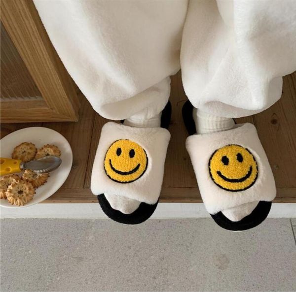 

z23118couple models cartoon cotton slippers autumn and winter women039s shoes plush softsoled cotton shoes smiling face8061210, Black