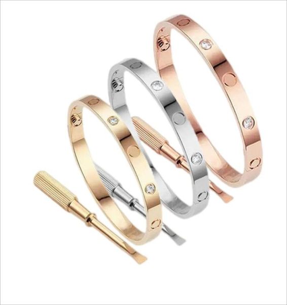 

love mens bracelets designer bangle women titanium steel screw screwdriver gold silver rose bracelets valentine day gift for girlf5315726, Golden;silver