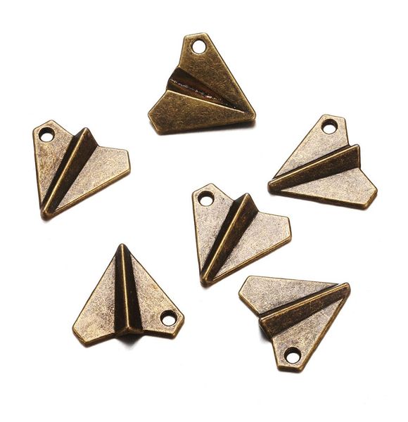 

100pcs 10x18mm fashion jewelry making accessories findings antique silver bronze color unique paper plane charms pendant for diy1954821, Bronze;silver