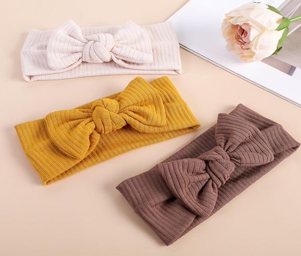 

baby bow headband toddler girl cotton turban newborn knit hairband elastic headwrap kids hair accessories ins princess headbands1172423, Slivery;white