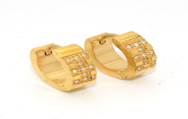 

surprising 18k gold mens stainless steel round crystal hoop earrings for women earings brand fashion jewelry8559862, Golden;silver