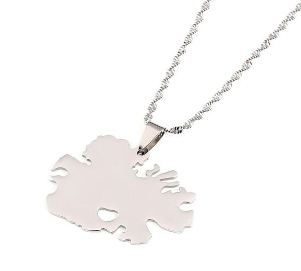 

stainless steel antigua country map pendant and necklaces gold color jewelry gifts6846216, Silver