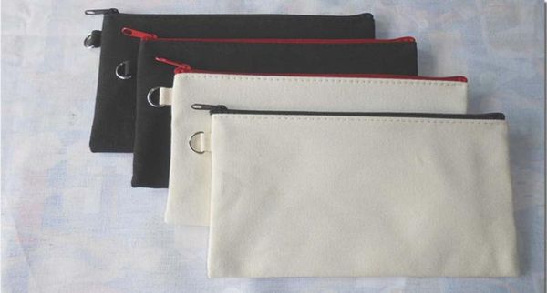

100pcs 19511cm black cotton canvas cosmetic bags diy women blank plain zipper makeup bag phone clutch bag gift organizer cases1276081