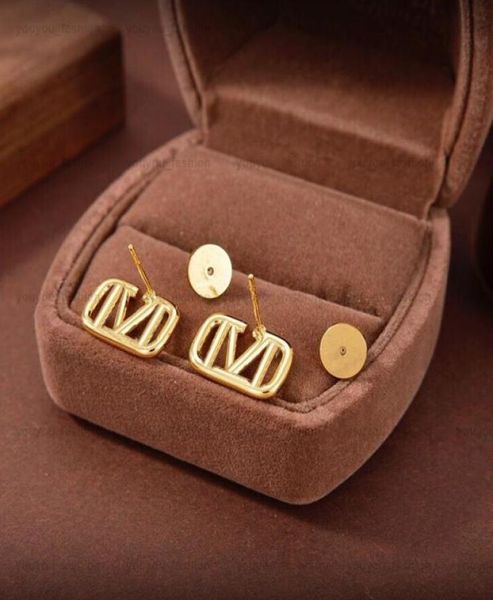 

women stud earrings premium gold diamond earring designer jewelry mens studs luxury hoops brand letter fashion bijoux de luxe with6845655, Golden;silver