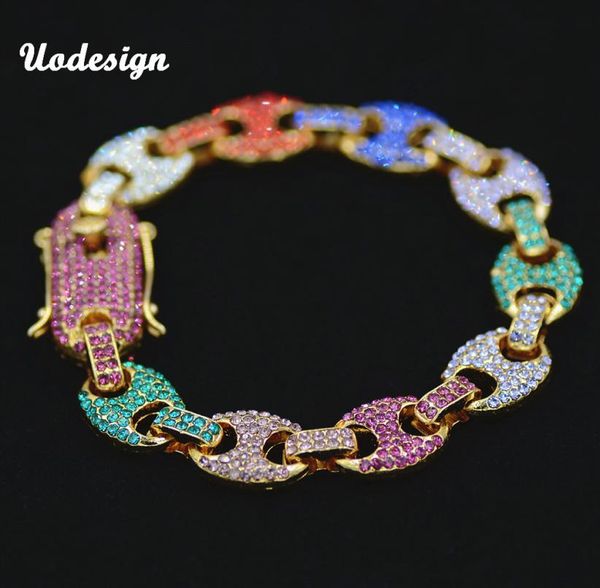 

uodesign coffee beans bracelet puffed marine chain 13mm hip hop gold silver link fashion punk hip hop charms jewelry8611124, Black