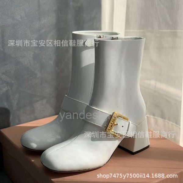

designer boots shoes slippers high version mm miao mary jane short boots women's 2023 new french heel elastic small bare thick single, Black