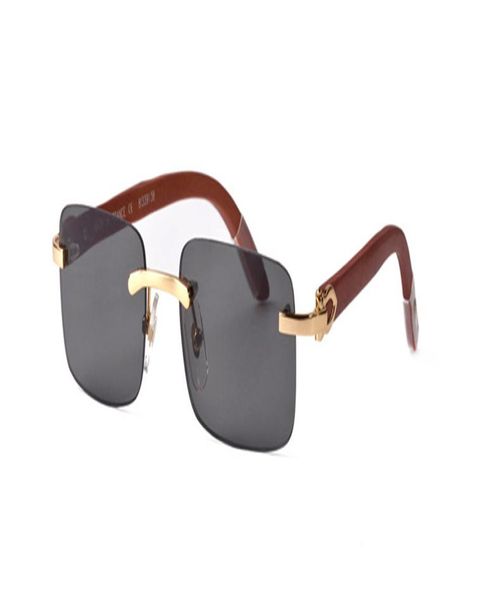 

2020 fashion buffalo horn man039s retro wood sunglasses mens and womens black brown transparent lens frameless sports attitude 2996765, White;black