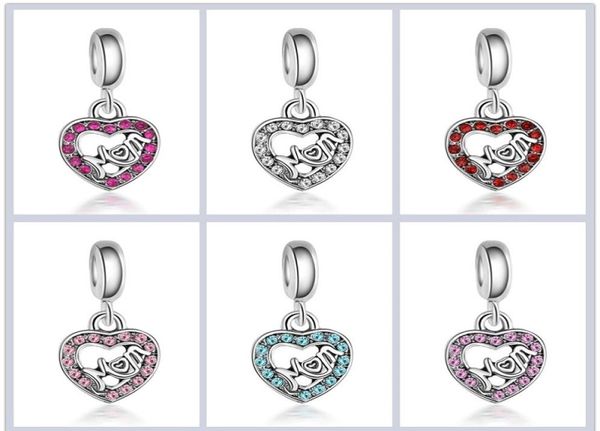 

fit charm bracelet european silver charms beads mom heart crystal crystal pendant diy chain for women bangle necklace jewelry3781961, Black