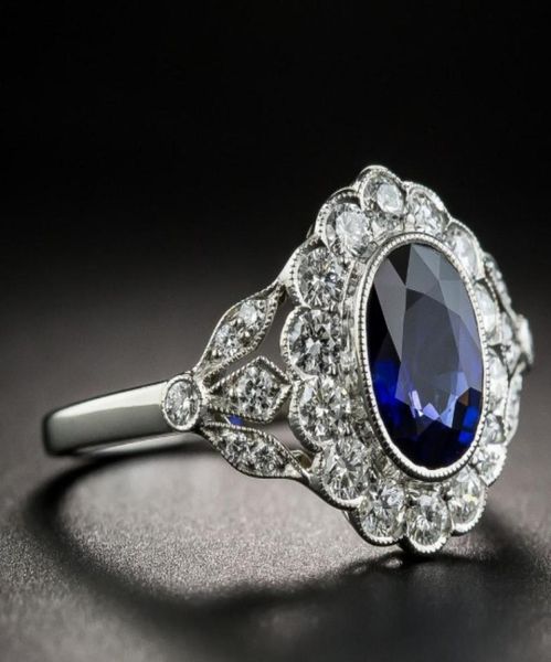 

wholenew european and american selling zircon ring blue denier sapphire female ring popular jewelry3933198, Golden;silver