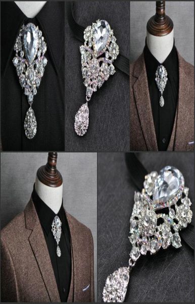 

bow ties british men bowtie cowboy necklace bolo tie women elastic band strap alloy chic bling crystal rhinestone uniform necktieb8066358, Black;gray