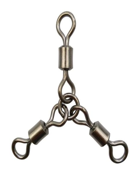 

10pcs heavy three way rolling fishing swivel with solid ring heavy duty big 3 way swivel fishing line connector2435470
