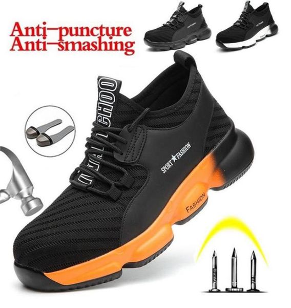 

2020 safety shoes boots for men steel toe shoes antismashing construction work safety boot breathable men footwear1945191, Black