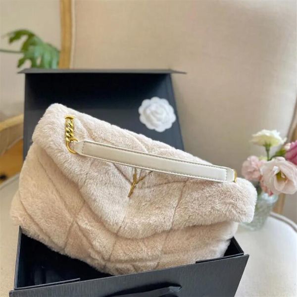 

shoulder bags designer womens crossbody bag stylish fur puffer chain bags winter handbags with letters purses wallets 30cm with bo239w