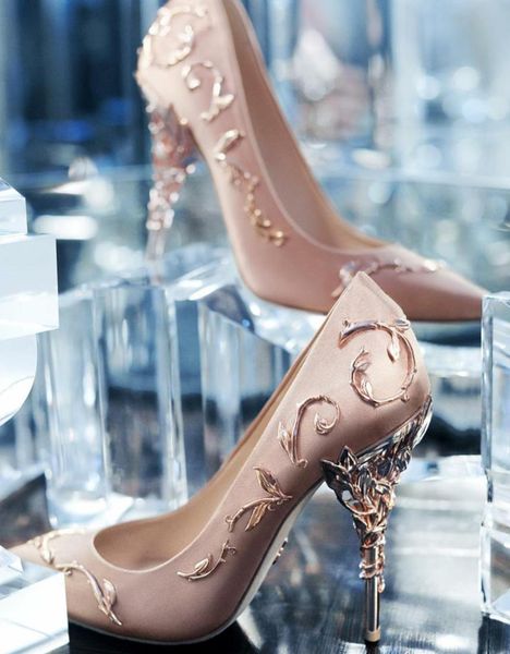 

ornate metal filigree leaf decor women pumps multicolors elegent stiletto high heel bridal wedding summer shoes cha6795558, Black