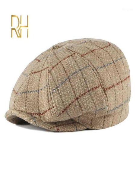 

berets autumn winter vintage plaid beret hats cotton wool octagonal cap for men detective painter flat caps sboy rh18908239, Blue;gray