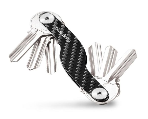

newbring carbon fiber key organizer car key holder chain smart key wallets ring y190522025427414, Red;blue
