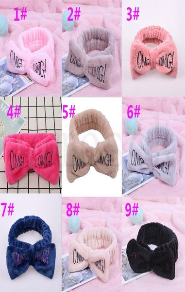 

15 style omg letter coral fleece wash face bow hairbands for women girls headbands headwear hair bands turban hair accessories da19100489, Slivery;white