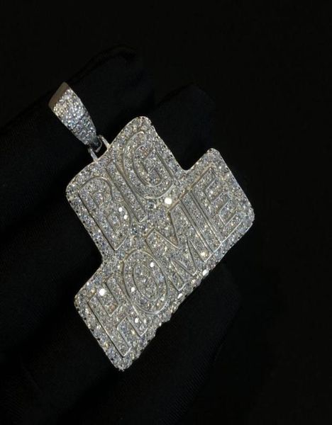 

pendant necklaces street retro couple 925 silver zircon diamondencrusted hiphop big home necklace6051366