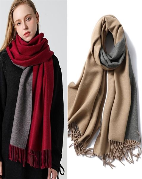 

scarves winter cashmere scarf women thick warm shawls wraps lady solid fashion tassels pashmina blanket quality foulard 2209222530174, Blue;gray