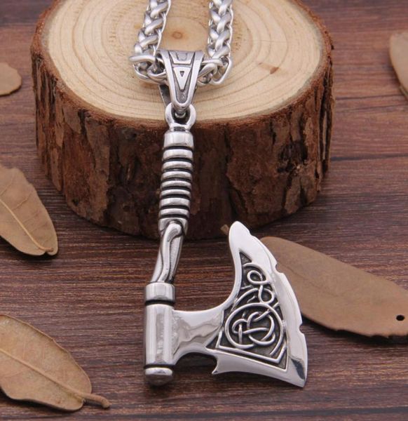 

pendant necklaces 316 stainless steel viking ax necklace rune bottle opener fit man gift81565669399158, Silver