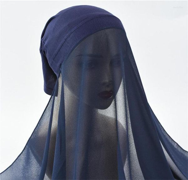 

scarves 10pcslot instant hijab with modal cap bonnet heavy chiffon veil muslim fashion islam scarf for womenscarves shel229151712, Blue;gray
