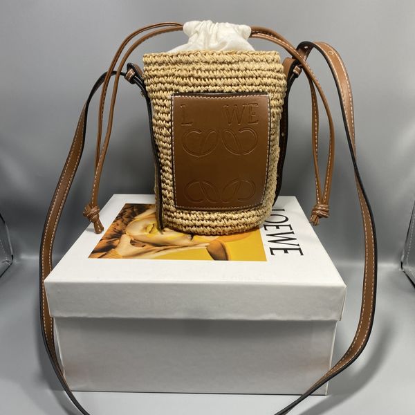

designer small bucket bag lowe all-natural raffia hand-woven tote bag cute all-in-one crossbody shoulder bag