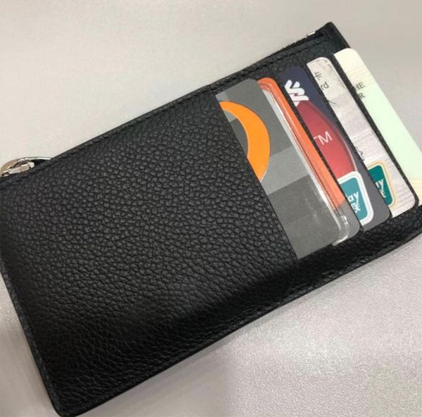

classic genuine leather zipper card holders 13cm 1 interlayer 5 slots 8a quality factory outlet6702323, Brown;gray