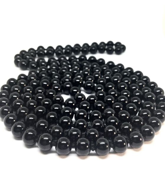 

necklace knotted long necklace natural stone black onyx round bead necklaces mala hand knotted yoga black necklaces 60 inches5633284, Silver