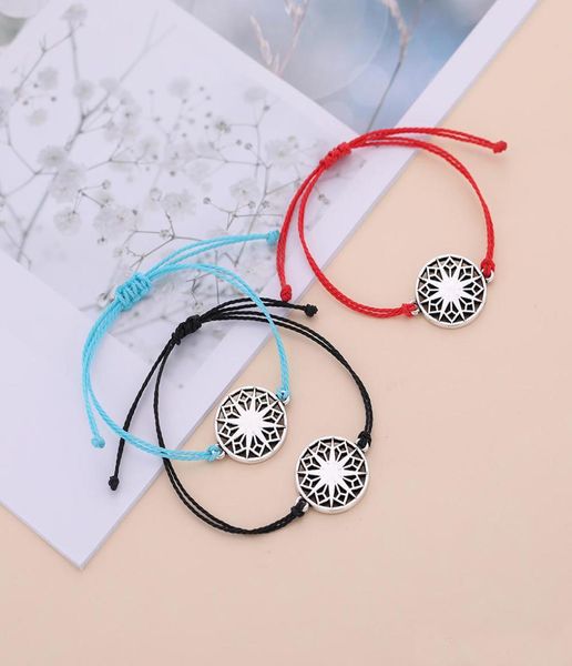 

adjustbale fashion jewelry grass green braided knot bracelet with silver amulet round charm bracelet jewelry diy gift4080107, Black