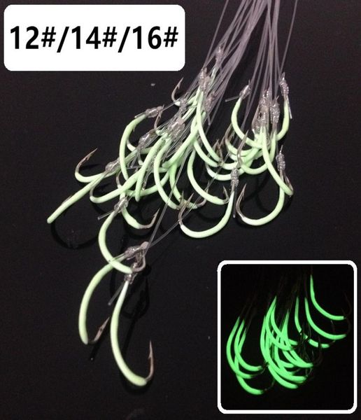 

60pcslot 3 sizes 1216 luminous maruseigo hook high carbon steel barbed fishing hooks fishhooks with 45 to 50 cm fishing line9253100