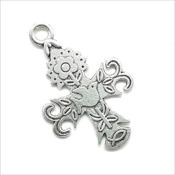 

lot 30pcs big flower pigeon antique silver charms pendants diy findings for jewelry making bracelet necklace earrings 47*30mm dh08589193708, Bronze;silver