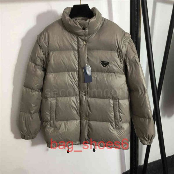 

2023 stand collar down jacket jackets luxury badge men women winter windproof coat long sleeve coats casual, Black
