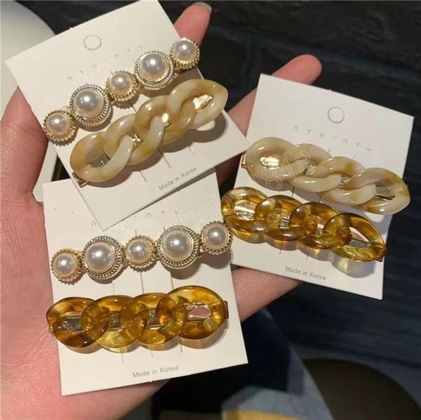 

korean retro hair clips women geometric pearl hairpin acetate headwear girl vintage barrettes hairgrip fashion hair accessories9719750, Slivery;white