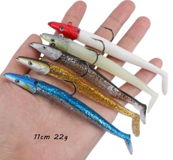 

5 colors mixed 11cm 22g bionic fish soft baits lures jigs fishing hooks single hook fishhooks pesca tackle accessories c052335x8896339