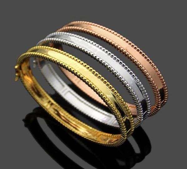 

new arrival fashion lady brass double rows beads lettering signature 18k gold plated engagement wedding bead edge bangle bracelets2385521, Black