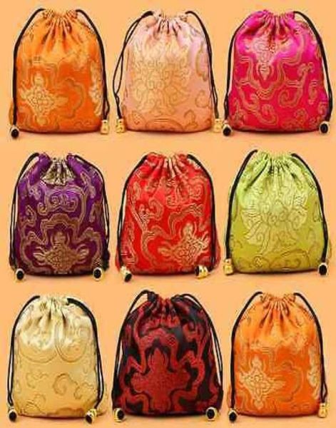 

whole 50pcs chinese drawstring silk embroidered purse pouch bags wallets95912808781563, Red;black