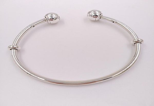 

authentic 925 sterling silver moments silver open bangle fits european style jewelry charms beads diy for women 5964779926722, Black