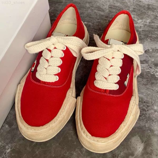 

maison mihara yasuhiro mmy shoes og sole toe cap designer canvas lowcut sneaker mens platform womens leather suede white black red size 36-4