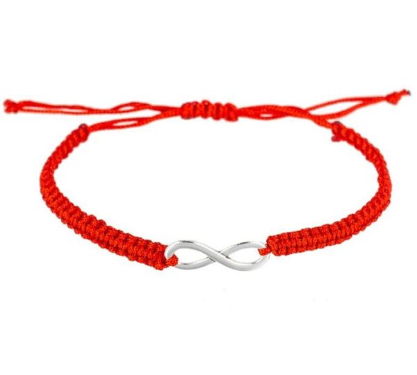 

10pcslot 8 infinity symbol braid bracelets braided rope lucky jewelry red bracelet for women men kid jewelry3072691, Golden;silver