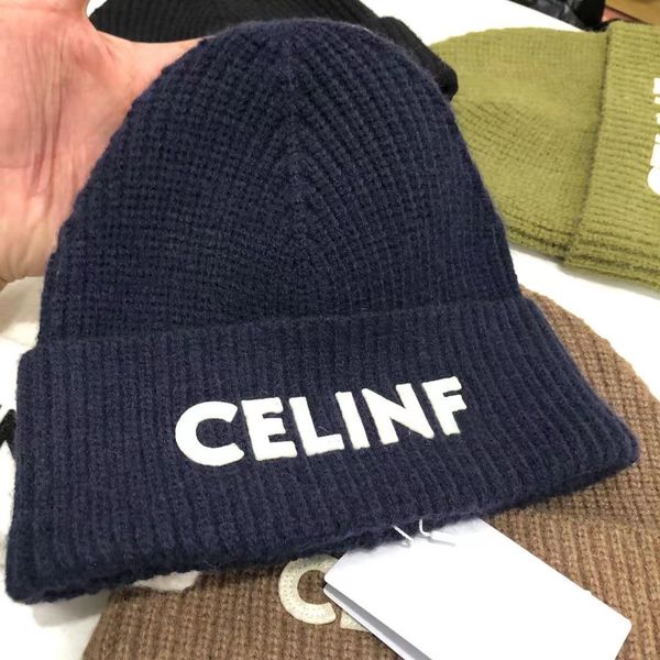 

CELINF Bonnet Autumn/winter Beanie Knitted Big Brand Designer Beanie/skull Caps Stacked Hat Baotou High-quality Hat Cap, White