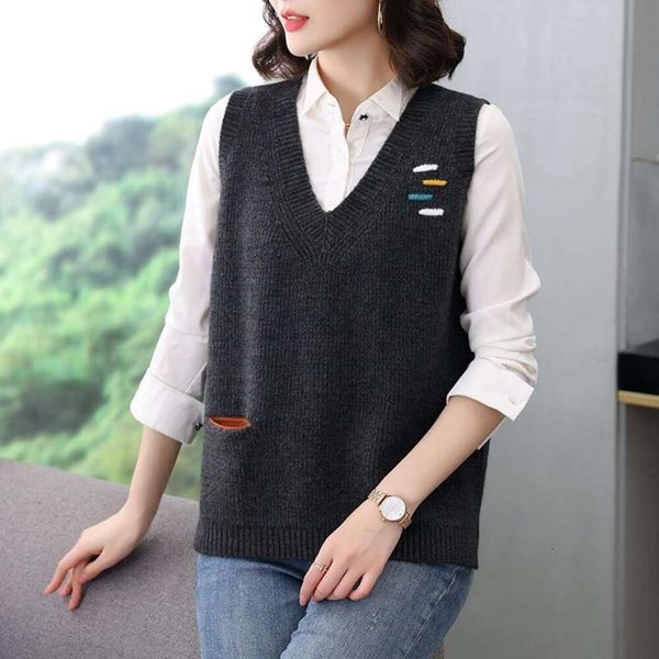 

sleeveless sweater vest female spring fashion korean casual pullover knitted, Black;white