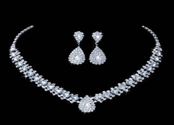 

luxurious wedding jewelry sets for bridal bridesmaid jewelery drop earring necklace set austria crystal whole gift50763332989309, Silver
