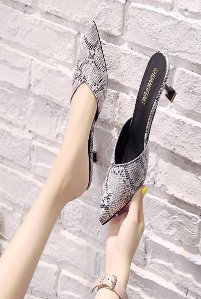 

2020 new snake pattern wedding party shoes for women high heels sandals thin heels slingback pumps women shoes summer womne shoe14593879, Black